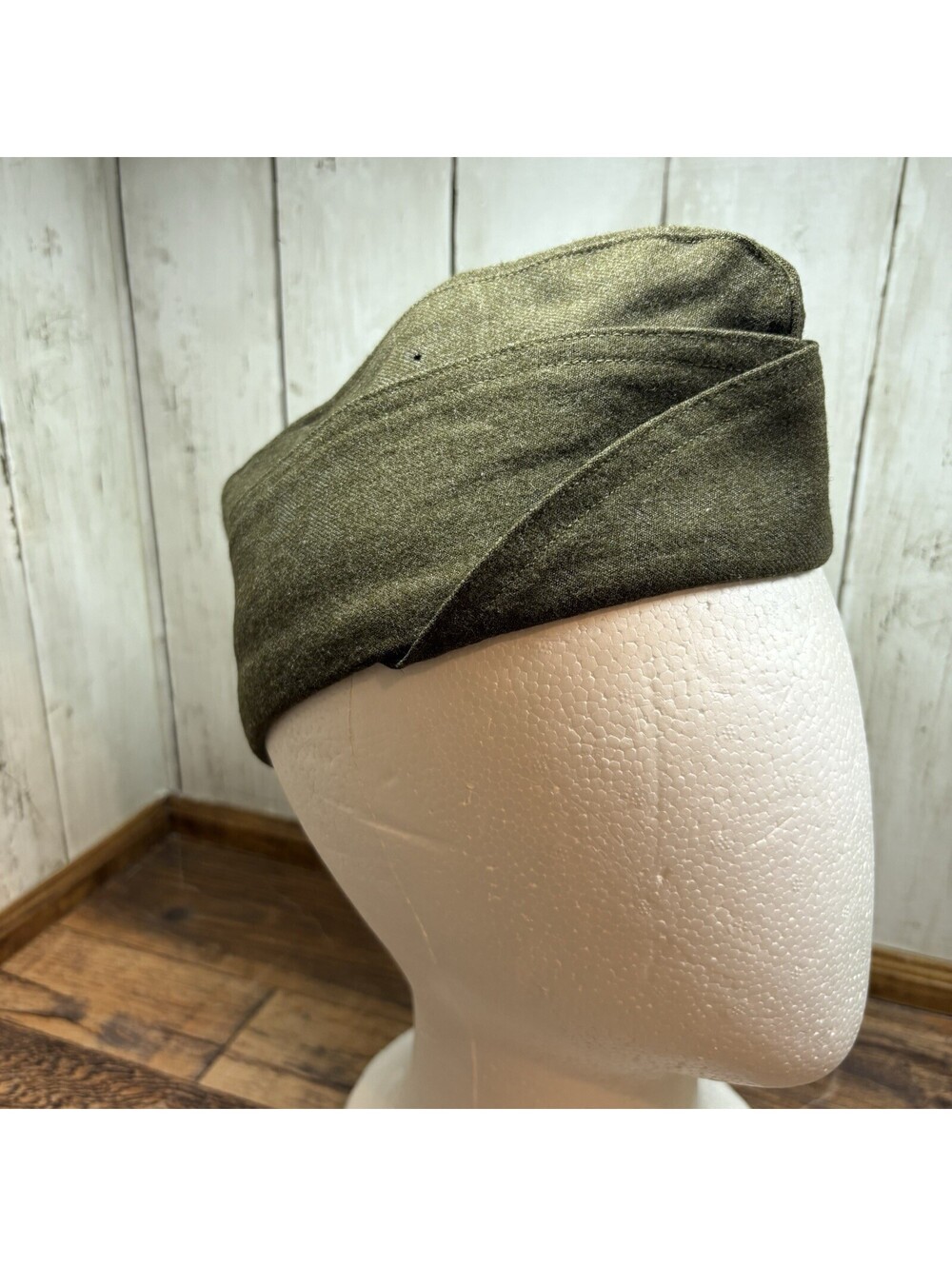 Post WW2 1946 US Military Overseas Garrison Side Cap No Piping Wool 7-1/8